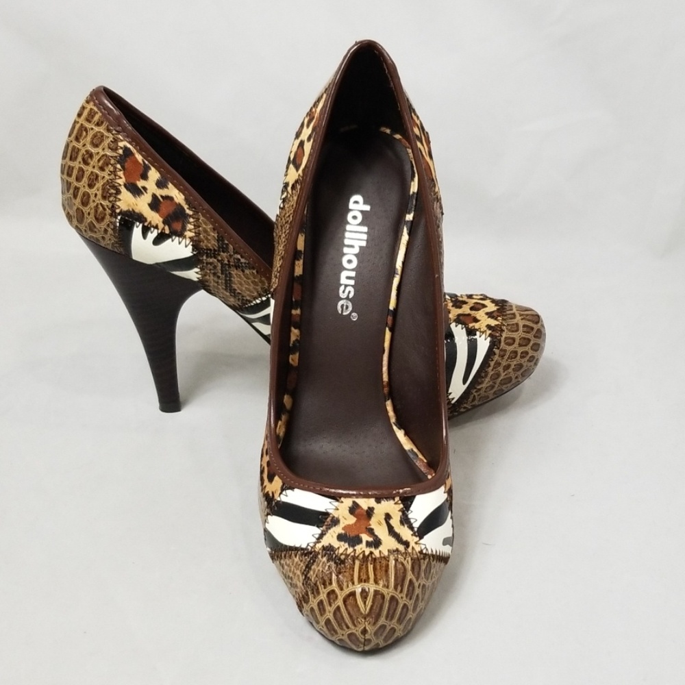 Womens Dollhouse Animal Print Dina Stiletto Heels